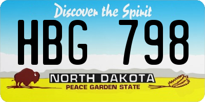 ND license plate HBG798