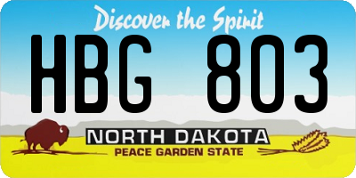 ND license plate HBG803