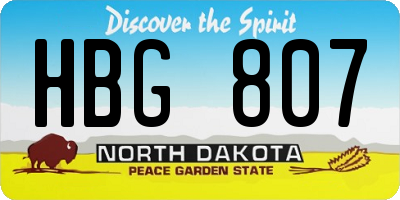ND license plate HBG807