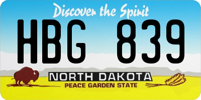 ND license plate HBG839