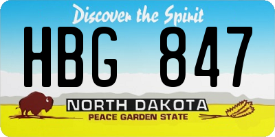 ND license plate HBG847