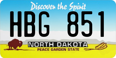 ND license plate HBG851