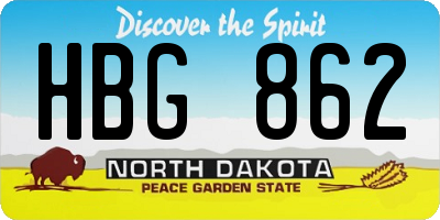 ND license plate HBG862