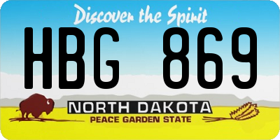 ND license plate HBG869