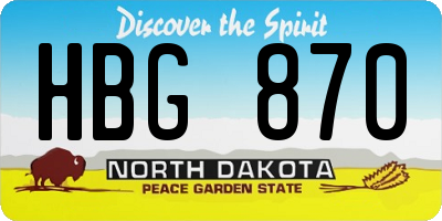 ND license plate HBG870