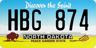 ND license plate HBG874