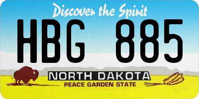 ND license plate HBG885