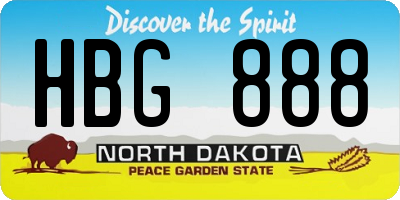 ND license plate HBG888