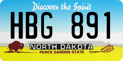 ND license plate HBG891