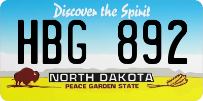 ND license plate HBG892