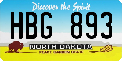 ND license plate HBG893