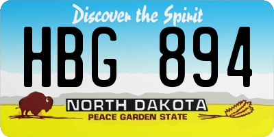 ND license plate HBG894