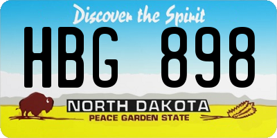 ND license plate HBG898