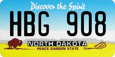 ND license plate HBG908