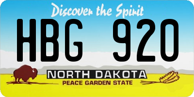 ND license plate HBG920