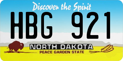 ND license plate HBG921