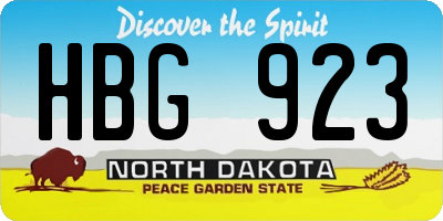 ND license plate HBG923