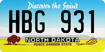 ND license plate HBG931