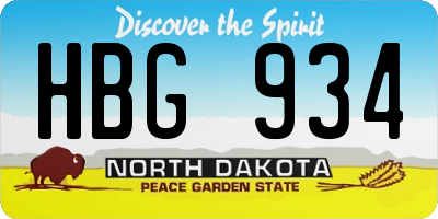 ND license plate HBG934