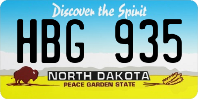 ND license plate HBG935