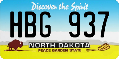 ND license plate HBG937