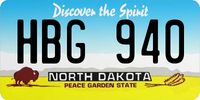 ND license plate HBG940