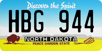 ND license plate HBG944