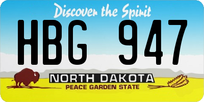 ND license plate HBG947