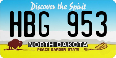 ND license plate HBG953