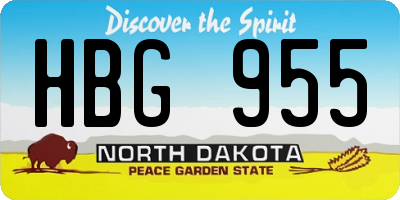 ND license plate HBG955