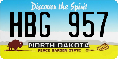 ND license plate HBG957