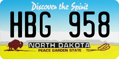 ND license plate HBG958