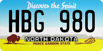 ND license plate HBG980