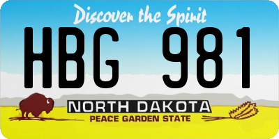 ND license plate HBG981