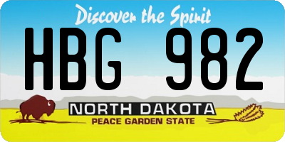 ND license plate HBG982