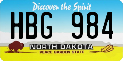 ND license plate HBG984