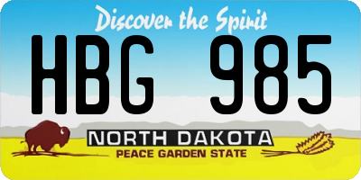 ND license plate HBG985