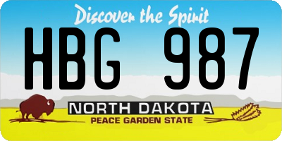 ND license plate HBG987