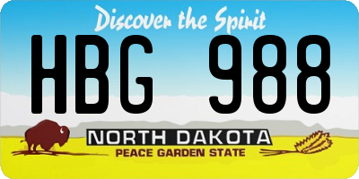 ND license plate HBG988