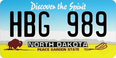 ND license plate HBG989