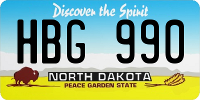 ND license plate HBG990