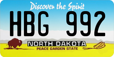 ND license plate HBG992