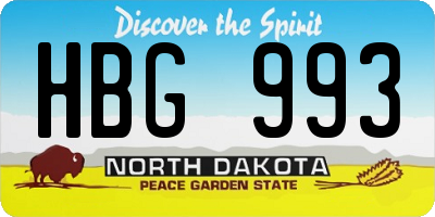 ND license plate HBG993