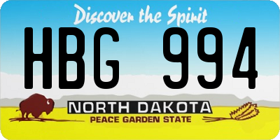 ND license plate HBG994