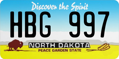 ND license plate HBG997