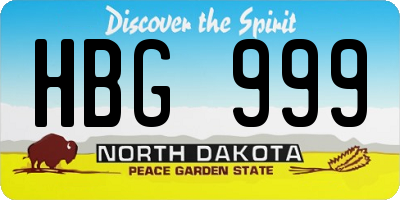 ND license plate HBG999