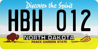 ND license plate HBH012