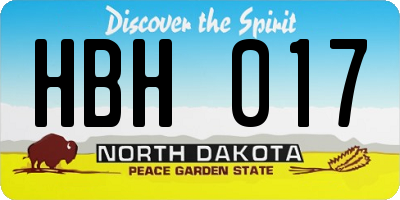 ND license plate HBH017