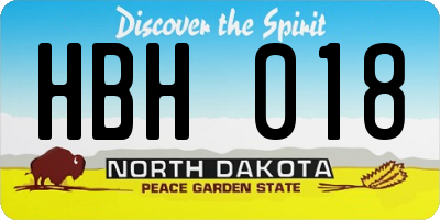 ND license plate HBH018
