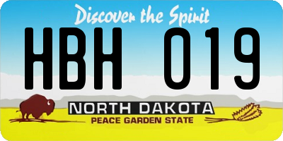 ND license plate HBH019